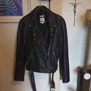 Zara Black Leather Moto Jacket